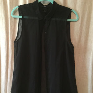 Blach Sheer Sleeveless Tunic Length Top